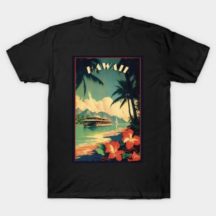 Hawaii Vintage Retro Travel Poster T-Shirt